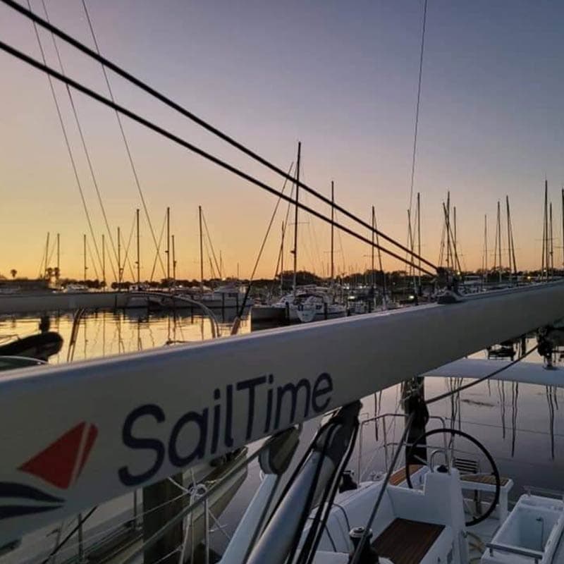 SailTime boom at sunset
