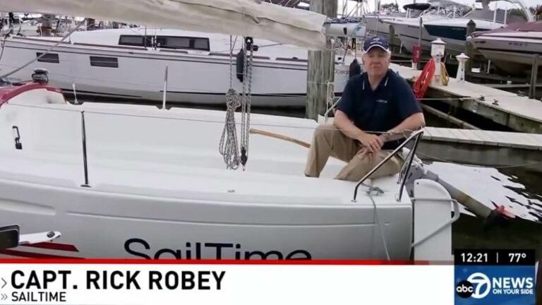 Video still of Captain Rick Robdy discussing SailTime Annapolis training