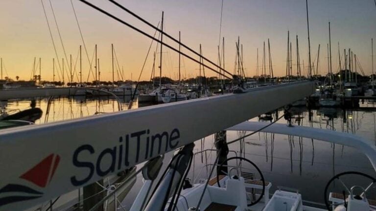 SailTime Boom at sunset