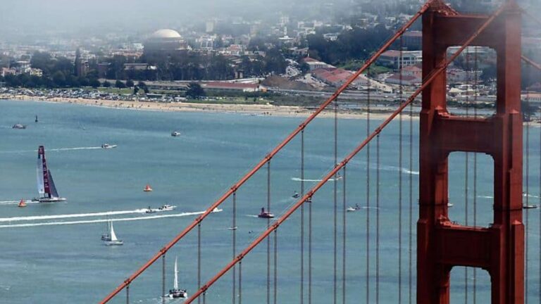 Golden Gate Bridge and the shoreline of San Francisco