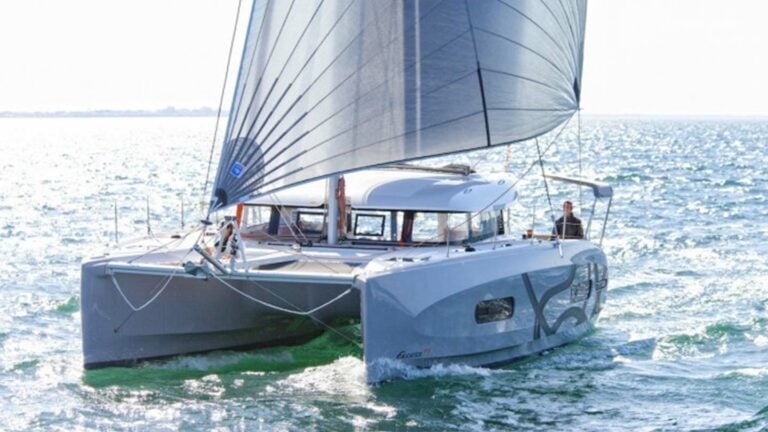 Excess 11 catamaran under sail