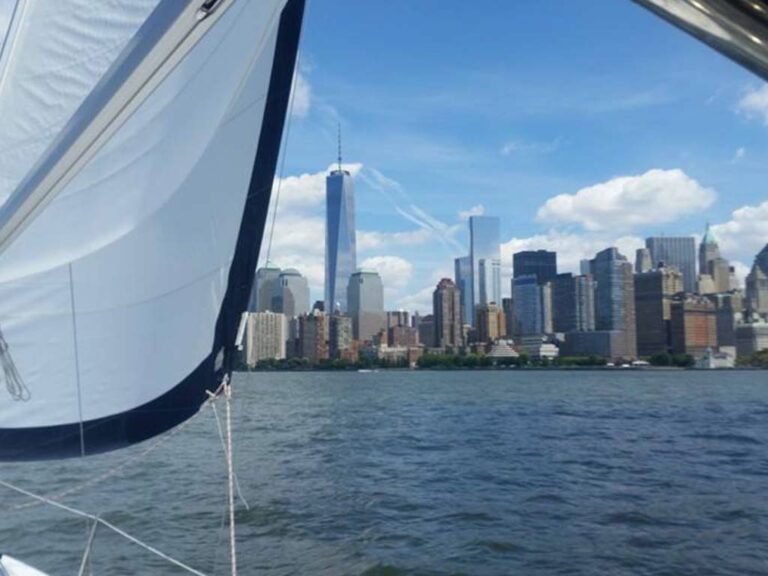 New York skyline seen through the sails of a boat