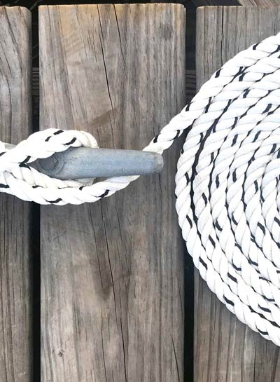 Rope tied to a mooring