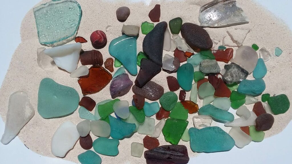 Various pieces of sea glass