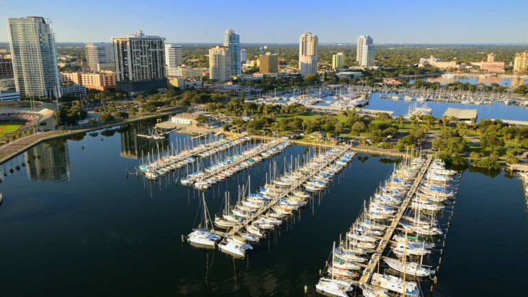 Aerial view of downtown St. Petersburg, FL