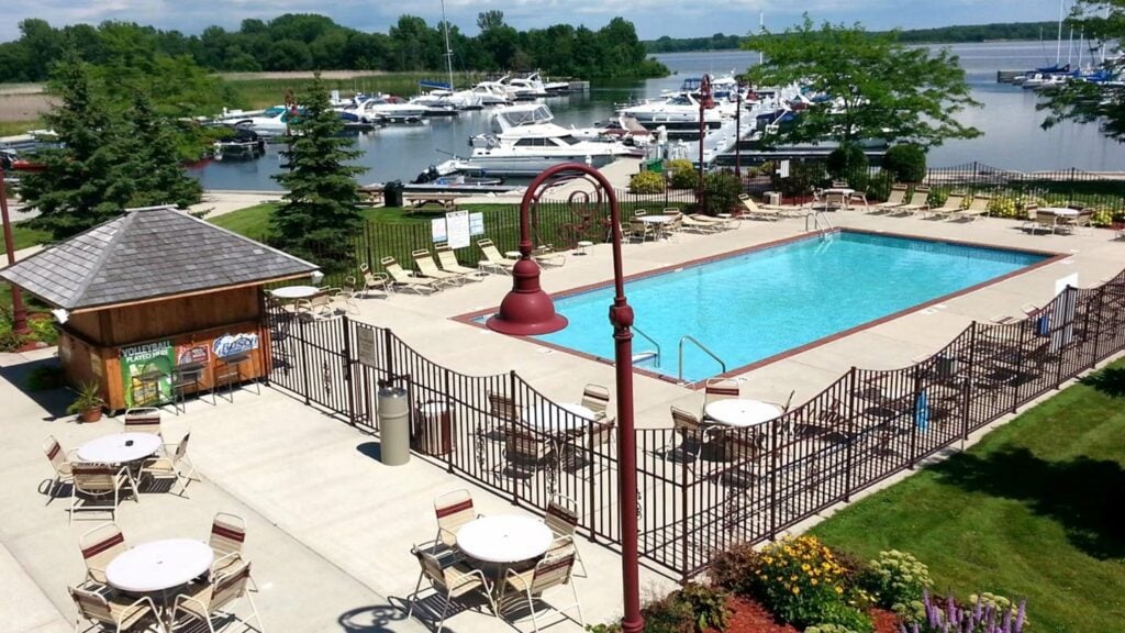Wave Pointe Marina pool with dock in the background