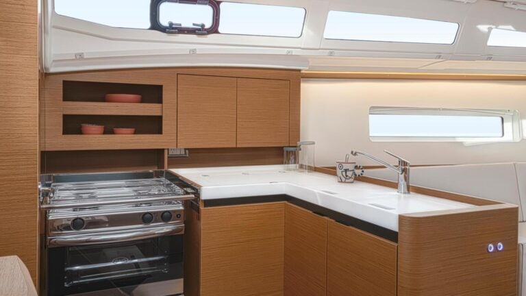 View of galley on the Jeanneau Sun Odyssey 380.